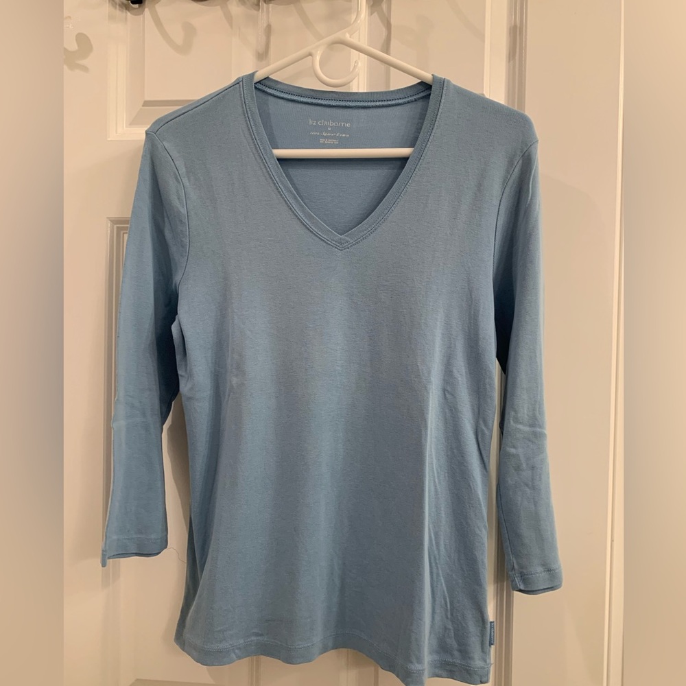 Liz Claiborne Sky Blue Long Sleeve Tee